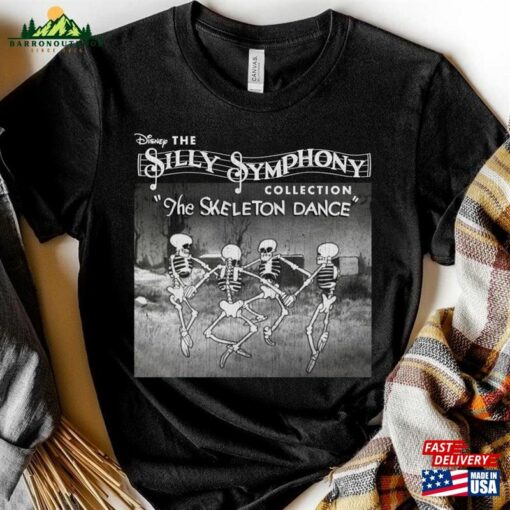 Silly Symphony The Skeleton Dance Halloween Dancing Vintage T-Shirt Classic Unisex