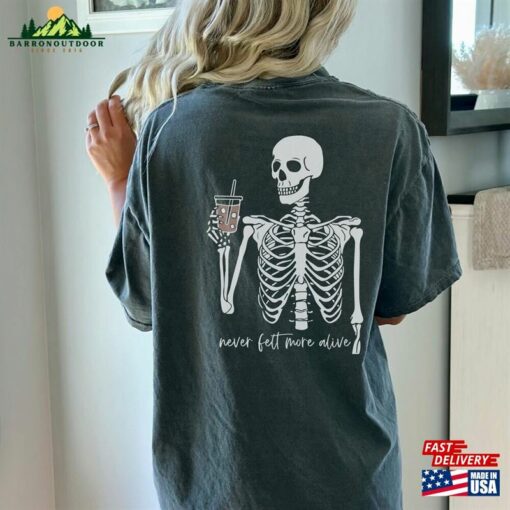 Skeleton Comfort Colors Shirt Coffee Trendy Halloween 2023 Shirts Unisex Hoodie