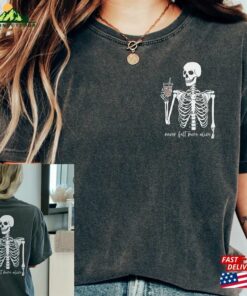 Skeleton Comfort Colors Shirt Coffee Trendy Halloween 2023 Shirts Unisex Hoodie