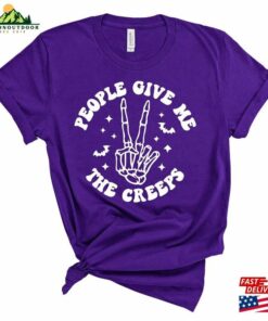 Skeleton Hand Peace Sign Halloween Shirt Gift Creepy T Shirt Classic 3