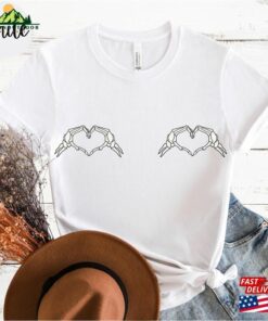 Skeleton Hearts Halloween Shirt Hippie Boho Outfit Make Peace Not War Hoodie Unisex 3