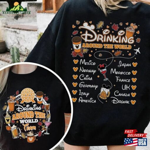 Snacking Around The World Drinking Disney Halloween 2 Sided Shirts T-Shirt Hoodie