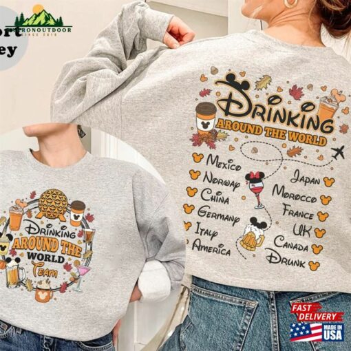 Snacking Around The World Drinking Disney Halloween 2 Sided Shirts T-Shirt Hoodie