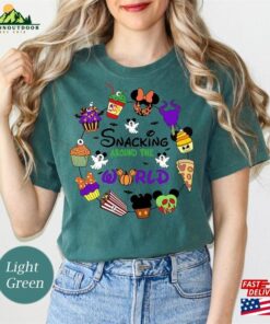 Snacking Around The World Drinking Disney Halloween Comfort Colors Shirts Epcot Food And Wine Shirt Hoodie Classic