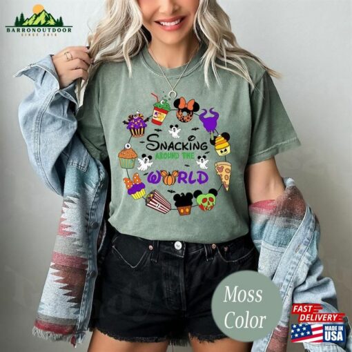 Snacking Around The World Drinking Disney Halloween Comfort Colors Shirts Epcot Food And Wine Shirt Hoodie Classic