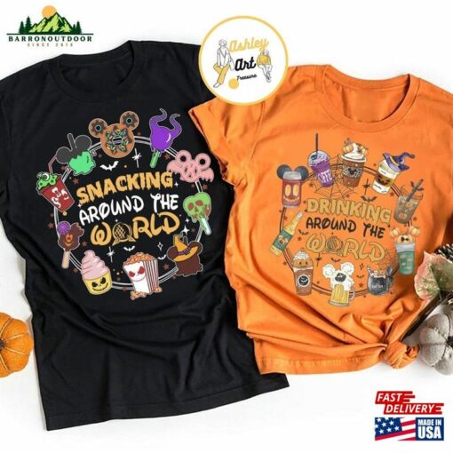 Snacking Around The World Drinking Disney Halloween Shirts Hoodie T-Shirt