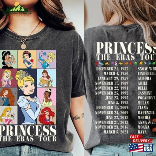 Snow White Cinderella Princess Tour Backside Disneyland 100Th Celebration Comfort Colors T-Shirt Classic Unisex