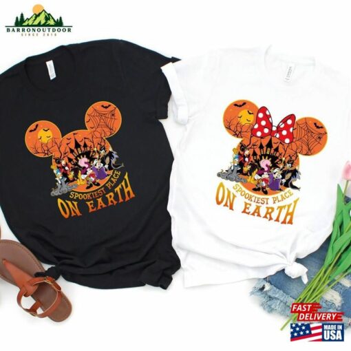 Spookiest Place On Earth Disney Halloween Shirt Mickey And Minnie Balloon Sweatshirt Hoodie