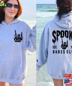 Spooky Babes Club Hoodie Printed Front And Back Vintage Skeleton Halloween Shirt T-Shirt Sweatshirt