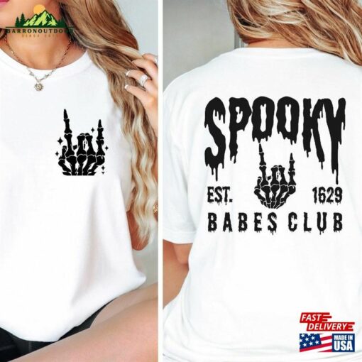 Spooky Babes Club Shirt Printed Front And Back Babe T-Shirt Unisex