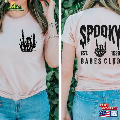 Spooky Babes Club Shirt Printed Front And Back Babe T-Shirt Unisex