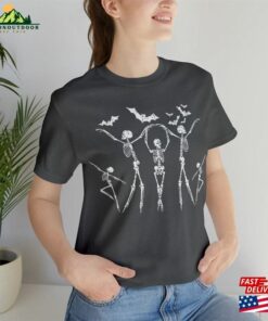 Spooky Dancing Skeleton T Shirt With Bat Design For Halloween Fall Season Classic Hoodie 4