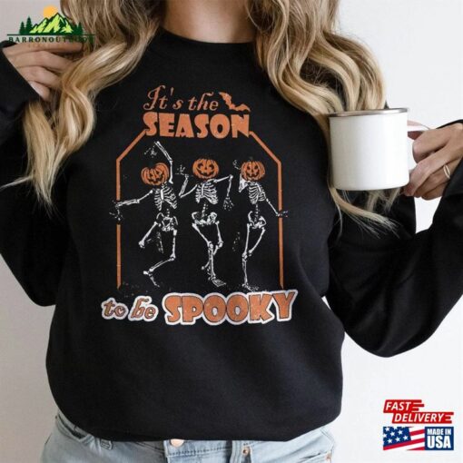 Spooky Halloween Sweatshirt Retro Sweater Cute Skeleton Unisex T-Shirt