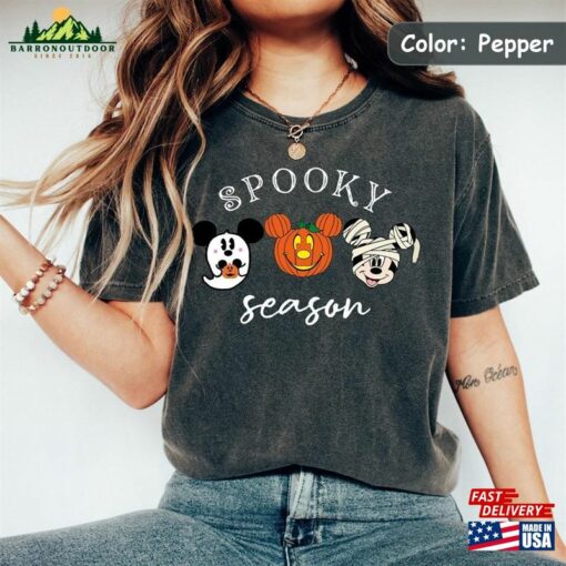 Spooky Season Mickey Head Comfort Colors Shirt Boo Halloween Pumpkin Unisex Sweatshirt