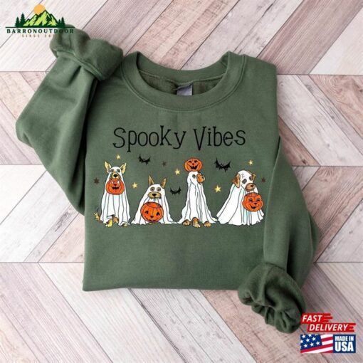 Spooky Vibes Halloween Sweatshirt Ghost Dog Unisex T-Shirt