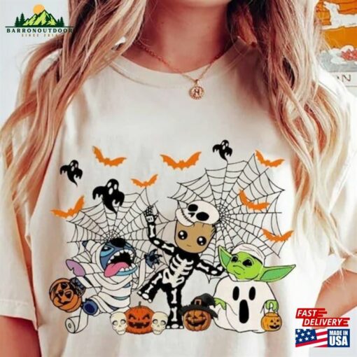 Star Wars Halloween Shirt Disney Comfort Color Stitch Groot Friends Classic Sweatshirt