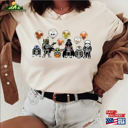 Star Wars Skeleton Halloween Shirt Vintage Disney Mickey Balloons T-Shirt Unisex