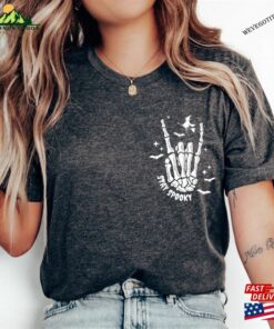 Stay Spooky Shirt Minimal Halloween Ghost Pocket Hoodie Sweatshirt