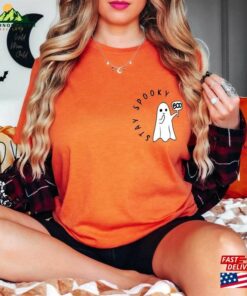 Stay Spooky Shirt Minimal Halloween Ghost Pocket Sweatshirt T-Shirt