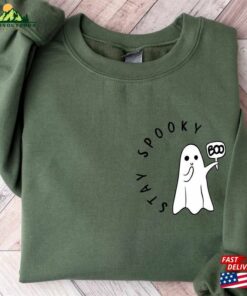 Stay Spooky Shirt Minimal Halloween Ghost Pocket Sweatshirt T-Shirt