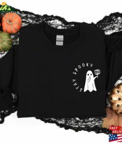 Stay Spooky Shirt Minimal Halloween Ghost Pocket Sweatshirt T Shirt 3