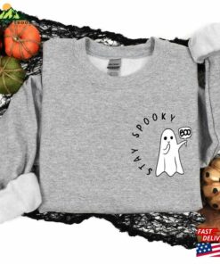 Stay Spooky Shirt Minimal Halloween Ghost Pocket Sweatshirt T Shirt 4