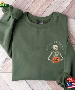 Stay Spooky Sweatshirt Minimal Halloween Sweater Skeleton Pocket Unisex 2 Stay Spooky Sweatshirt Minimal Halloween Sweater Skeleton Pocket Unisex 3