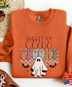 Stay Spooky Sweatshirt Minimal Halloween T Shirt Ghost Pocket Unisex 3