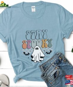 Stay Spooky Sweatshirt Minimal Halloween T Shirt Ghost Pocket Unisex 4