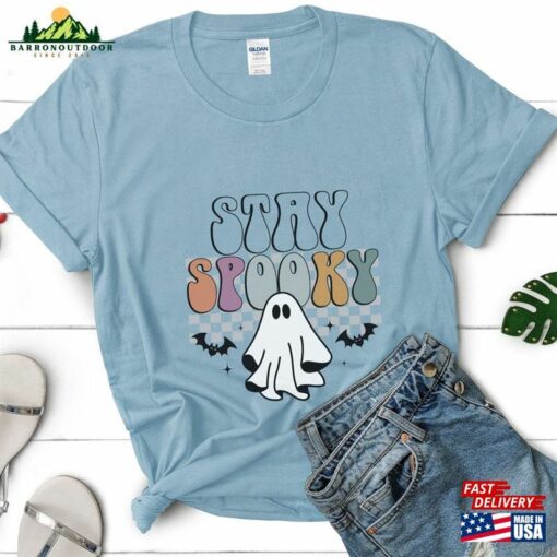 Stay Spooky Sweatshirt Minimal Halloween T-Shirt Ghost Pocket Unisex