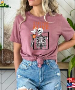 Staying Alive Coffee Shirt Trendy Funny Skeleton Sweatshirt Unisex