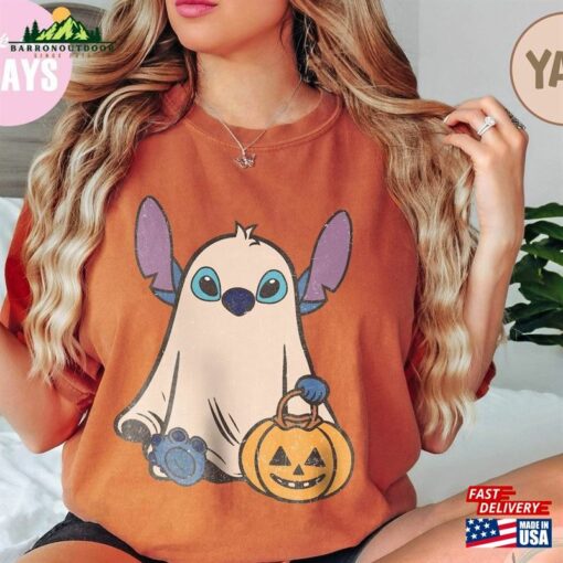 Stitch Ghost Halloween Comfort Color Shirt Retro Pumpkin Tee Mickey Classic Sweatshirt