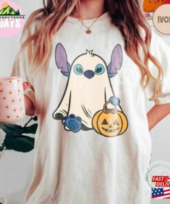 Stitch Ghost Halloween Comfort Color Shirt Retro Pumpkin Tee Mickey Classic Sweatshirt 4