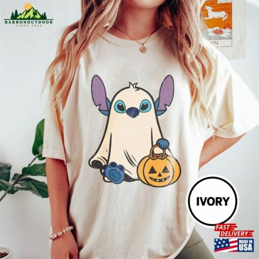 Stitch Ghost Halloween Comfort Color Shirt Retro Pumpkin Tee Mickey Unisex Sweatshirt