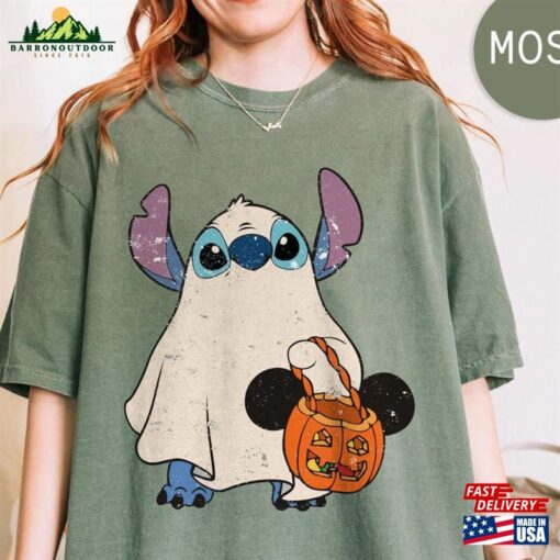 Stitch Ghost Halloween Comfort Colors Shirt Disney Spooky Season Mickey Classic Sweatshirt