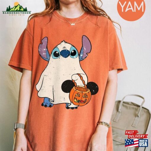 Stitch Ghost Halloween Comfort Colors Shirt Disney Spooky Season Mickey Classic Sweatshirt