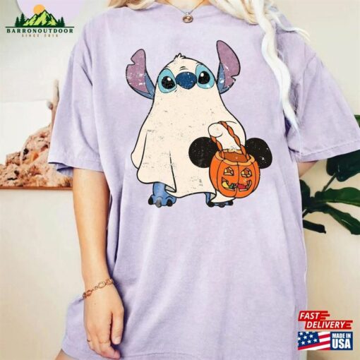 Stitch Ghost Halloween Comfort Colors Shirt Disney Spooky Season Mickey Classic Sweatshirt