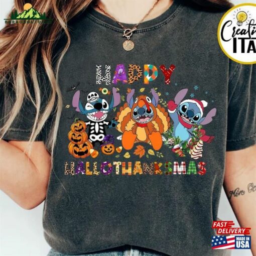 Stitch Hallothanksmas Shirt Halloween Shirts Fall Thanksgiving Tee Classic T-Shirt