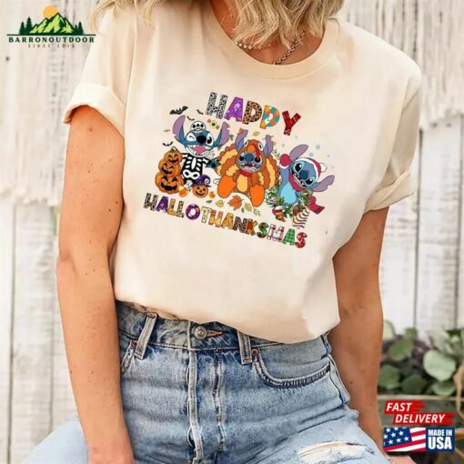 Stitch Hallothanksmas Shirt Halloween Shirts Fall Thanksgiving Tee Classic T-Shirt