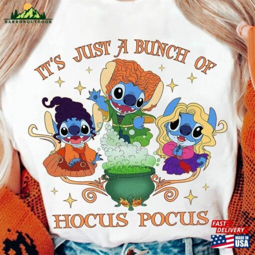 Stitch It’s Just A Bunch Of Hocus Pocus Halloween Shirt The Sanderson Sisters Unisex T-Shirt