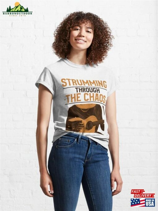 Strumming Through The Chaos Guitar T-Shirt Hoodie Classic