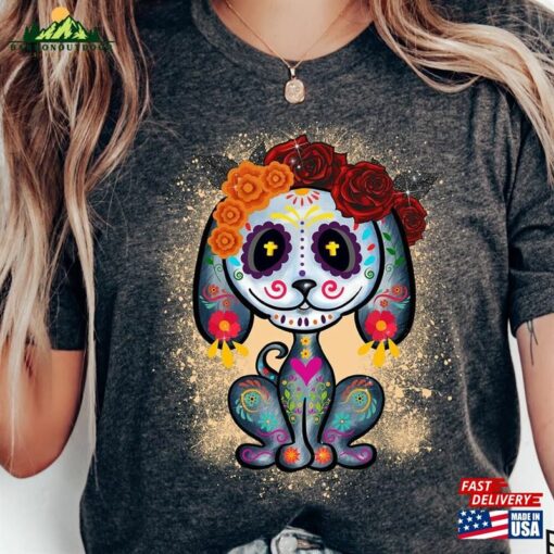 Sugar Skull Dog Shirt Dia De Los Muertos Day Of The Dead Hoodie Unisex