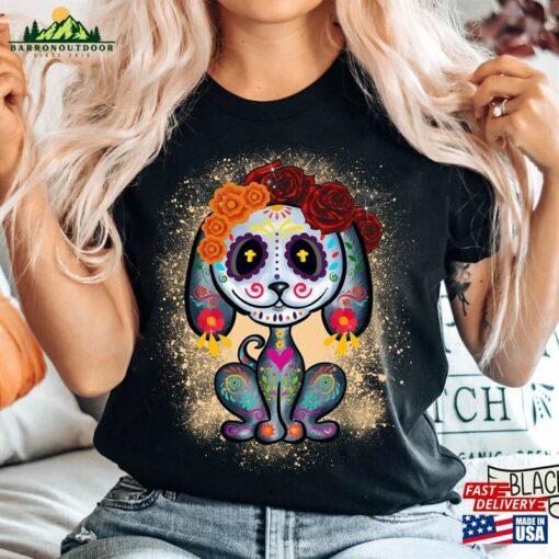 Sugar Skull Dog Shirt Dia De Los Muertos Day Of The Dead Hoodie Unisex