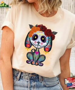 Sugar Skull Dog Shirt Dia De Los Muertos Day Of The Dead Hoodie Unisex 3