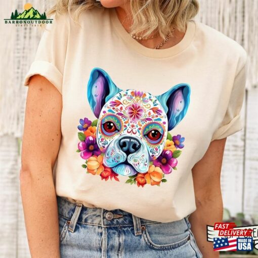 Sugar Skull Dog Shirt Dia De Los Muertos Mom Hoodie Sweatshirt