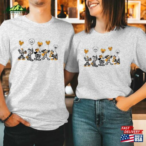 T Shirt (1822) Happy Halloween 2023 Mouse Heads Doodle Face Wonderland Castle Boys Girls Men Women Couple Matching Thanksgiving Gift T-Shirt Unisex Classic