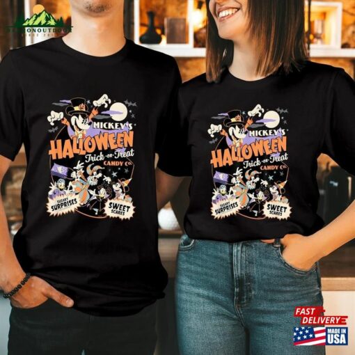 T Shirt (1856) Happy Halloween 2023 Mouse Heads Doodle Face Wonderland Castle Boys Girls Men Women Couple Matching Thanksgiving Gift T-Shirt Hoodie