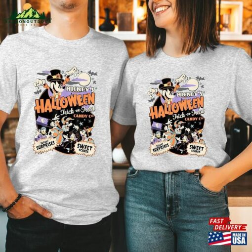 T Shirt (1856) Happy Halloween 2023 Mouse Heads Doodle Face Wonderland Castle Boys Girls Men Women Couple Matching Thanksgiving Gift T-Shirt Hoodie