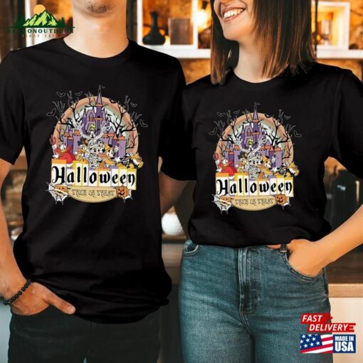 T Shirt (1882) Happy Halloween 2023 Mouse Heads Doodle Face Wonderland Castle Boys Girls Men Women Couple Matching Thanksgiving Gift T-Shirt Sweatshirt