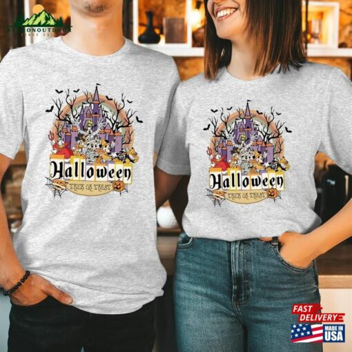 T Shirt (1882) Happy Halloween 2023 Mouse Heads Doodle Face Wonderland Castle Boys Girls Men Women Couple Matching Thanksgiving Gift T-Shirt Sweatshirt